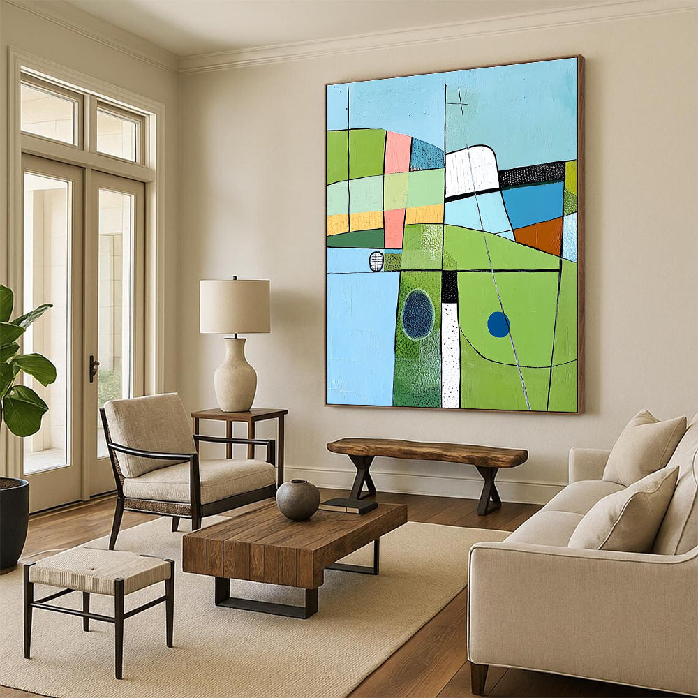 Geometric Landscape Art Modern Scenic Abstract Painting GAB0263