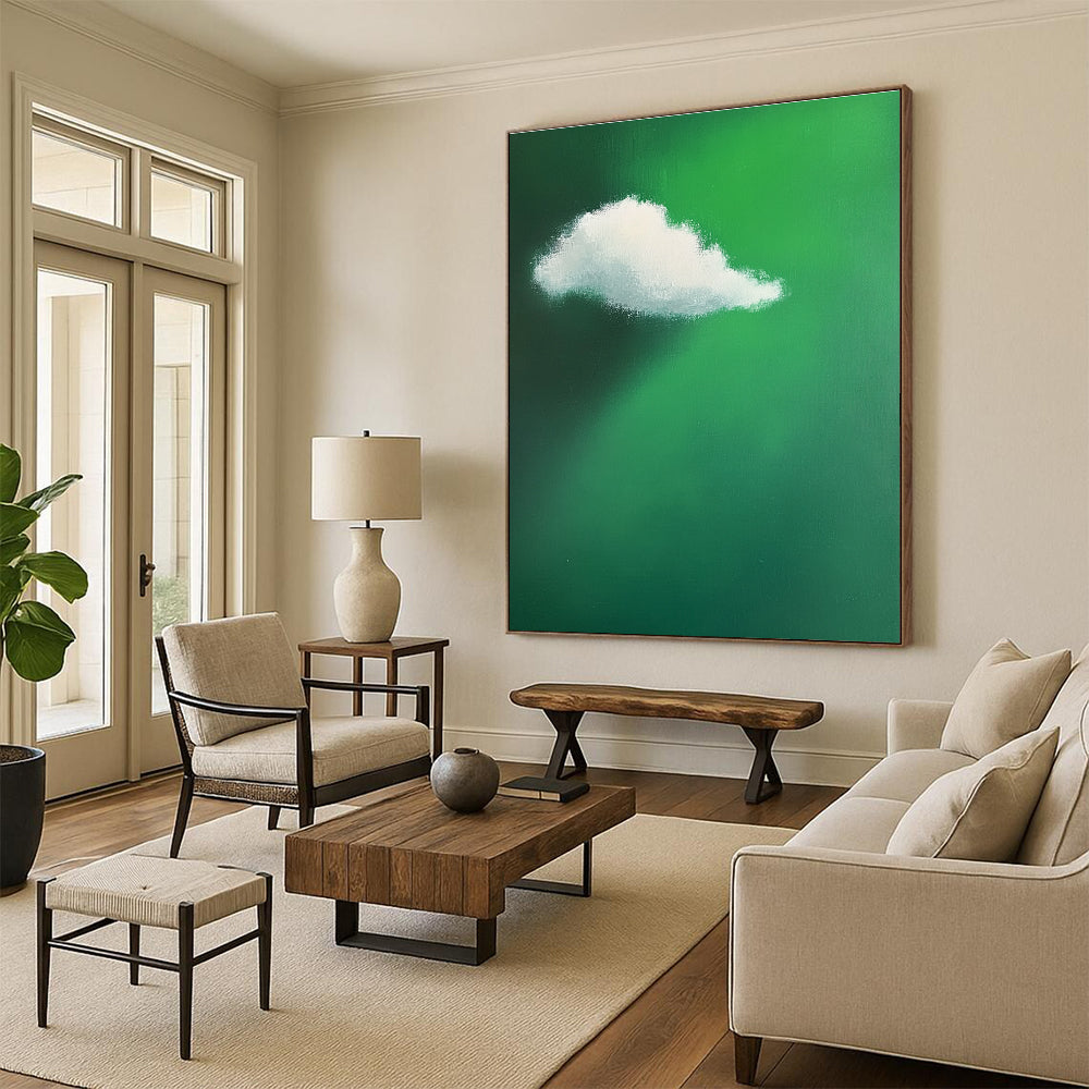 Green Sky with Cloud Painting of Whimsical Serenity GAB0141