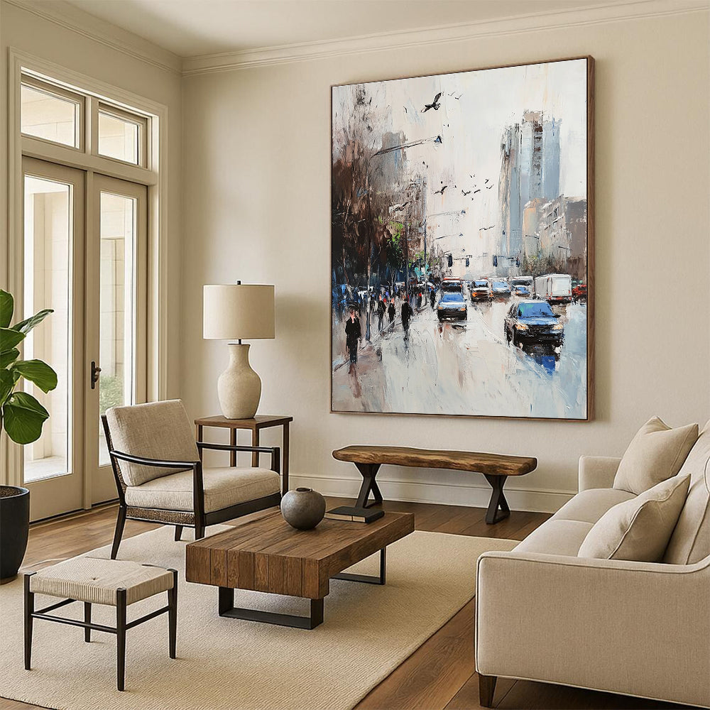City Street Scene Abstract Painting with Dynamic Elements GAB0050