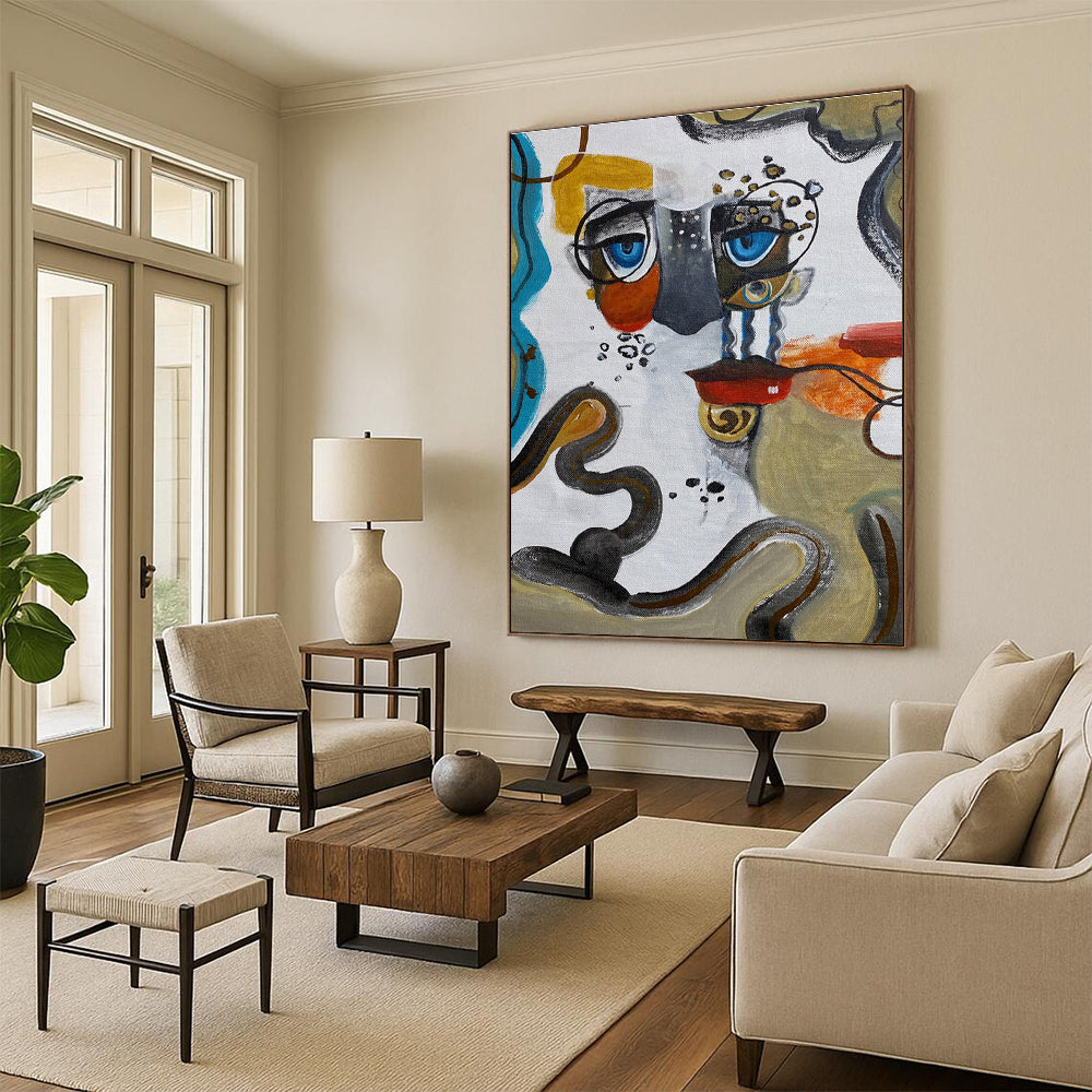 Abstract Face Composition Painting for Eclectic Home Studies HENG466
