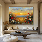 Wildflower Meadow at Sunset  A Romantic Landscape ABS056