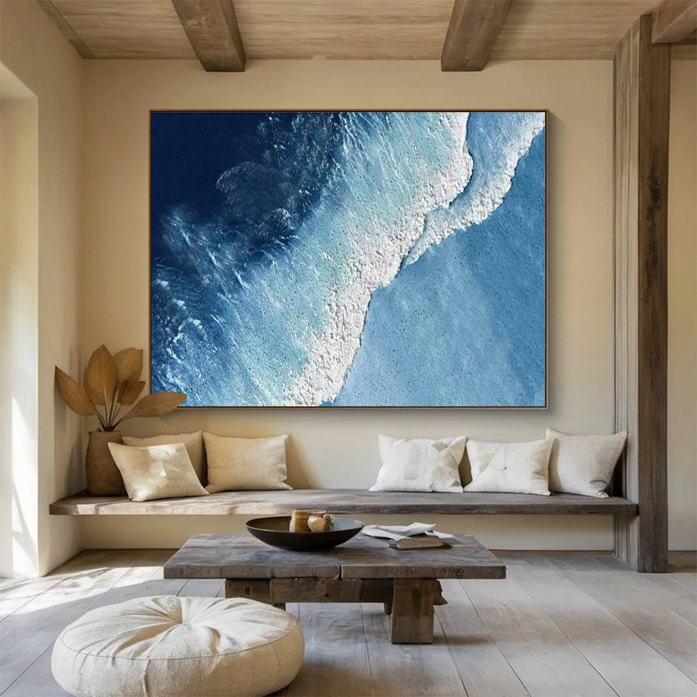 Aerial Ocean Wave Abstract Painting for Coastal - Themed Restaurants YHT258