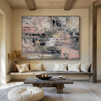 Gray - Pink Abstract Textures Painting for Minimalist Living Rooms YHT380