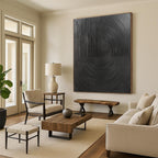 Black Circular Lines Abstract Painting for Minimalist Home Offices GAB1320