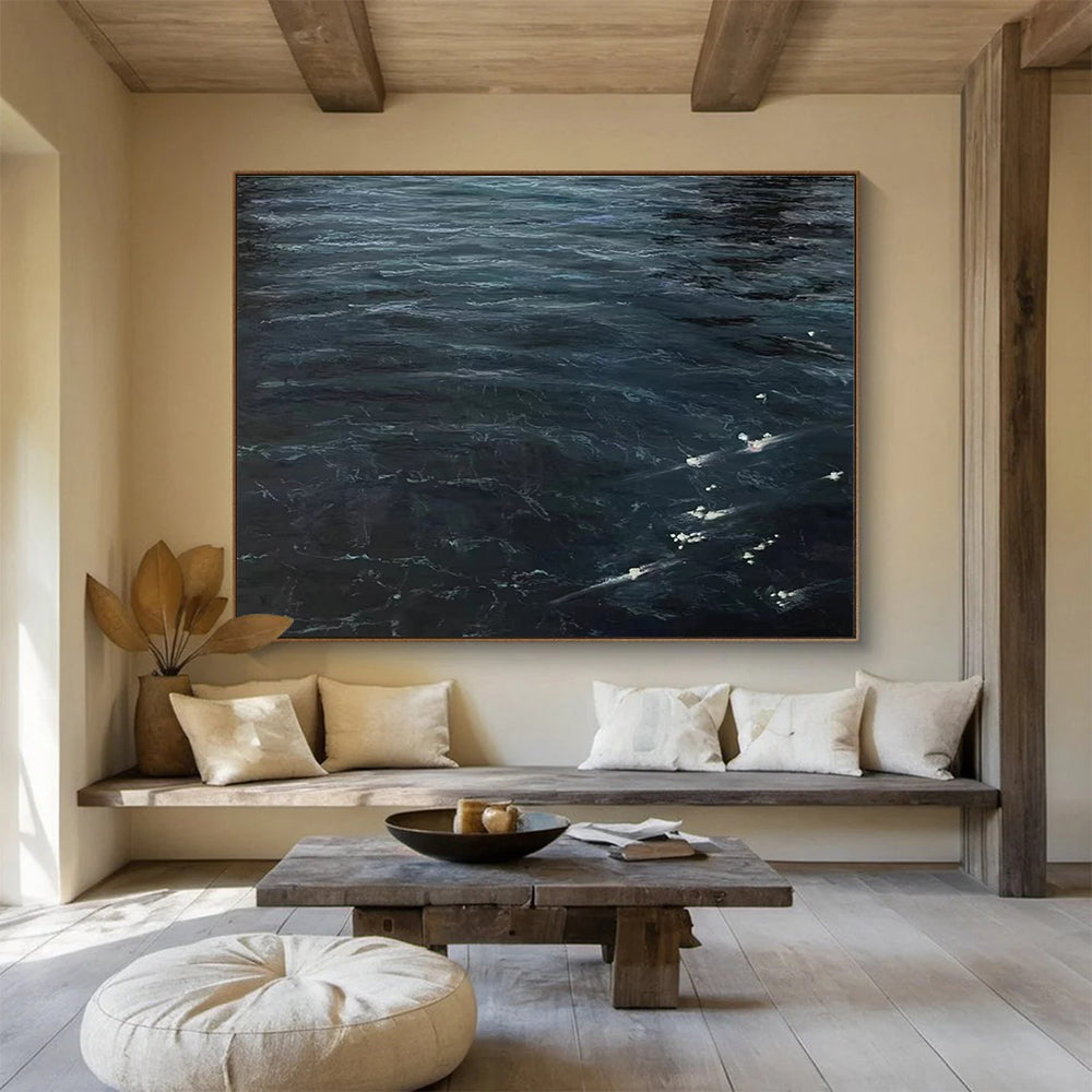 Dark Sea Abstract Painting for Nautical - Themed Home Theaters YHT265