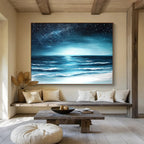 Starry Night Ocean View Painting with Serene Dreamy Ambiance ABS554