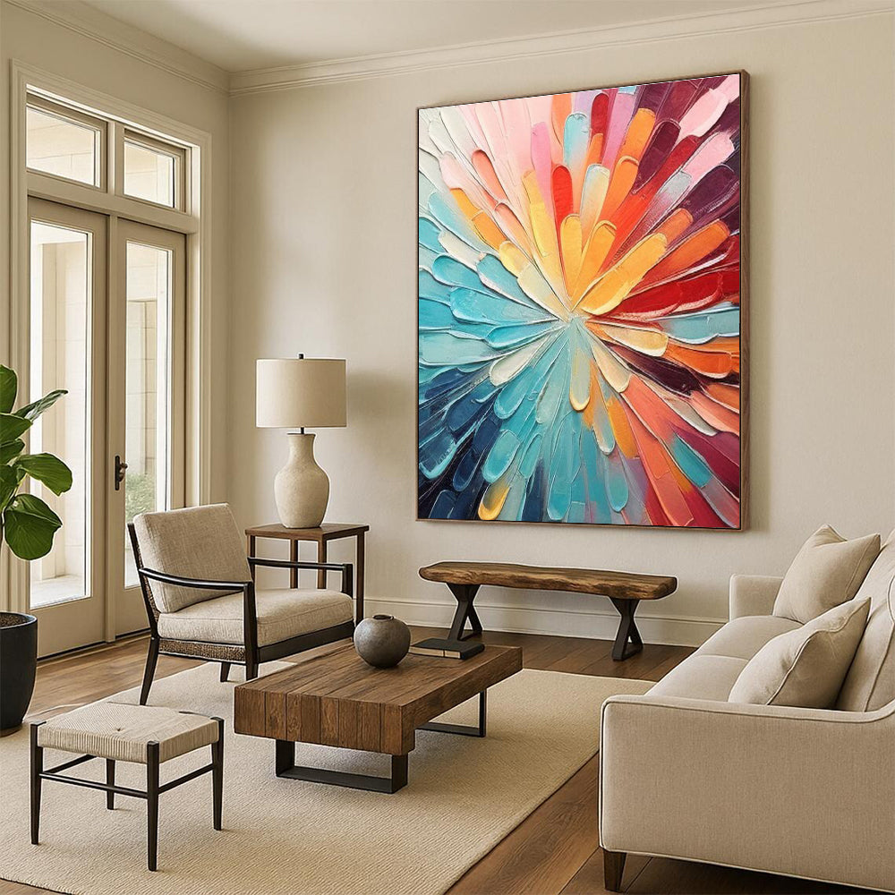 Eye - Catching Colorful Radial Abstract Painting for Dynamic Spaces HENG288