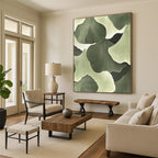 Green Ginkgo Leaf Patterns Abstract Painting with Nature - inspired Forms GAB0066
