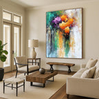 Impressionistic Colorful Flowers Abstract Painting for Cheerful Spaces GAB0688