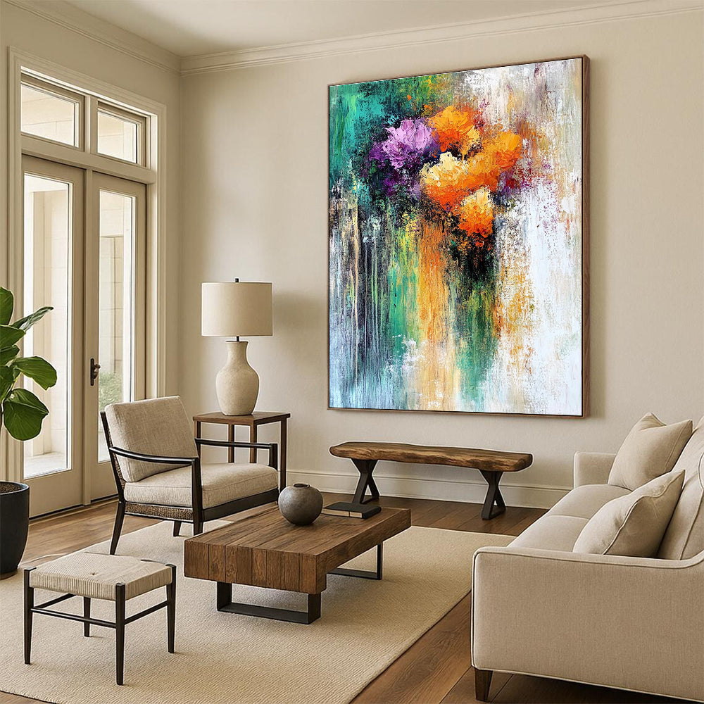 Impressionistic Colorful Flowers Abstract Painting for Cheerful Spaces GAB0688