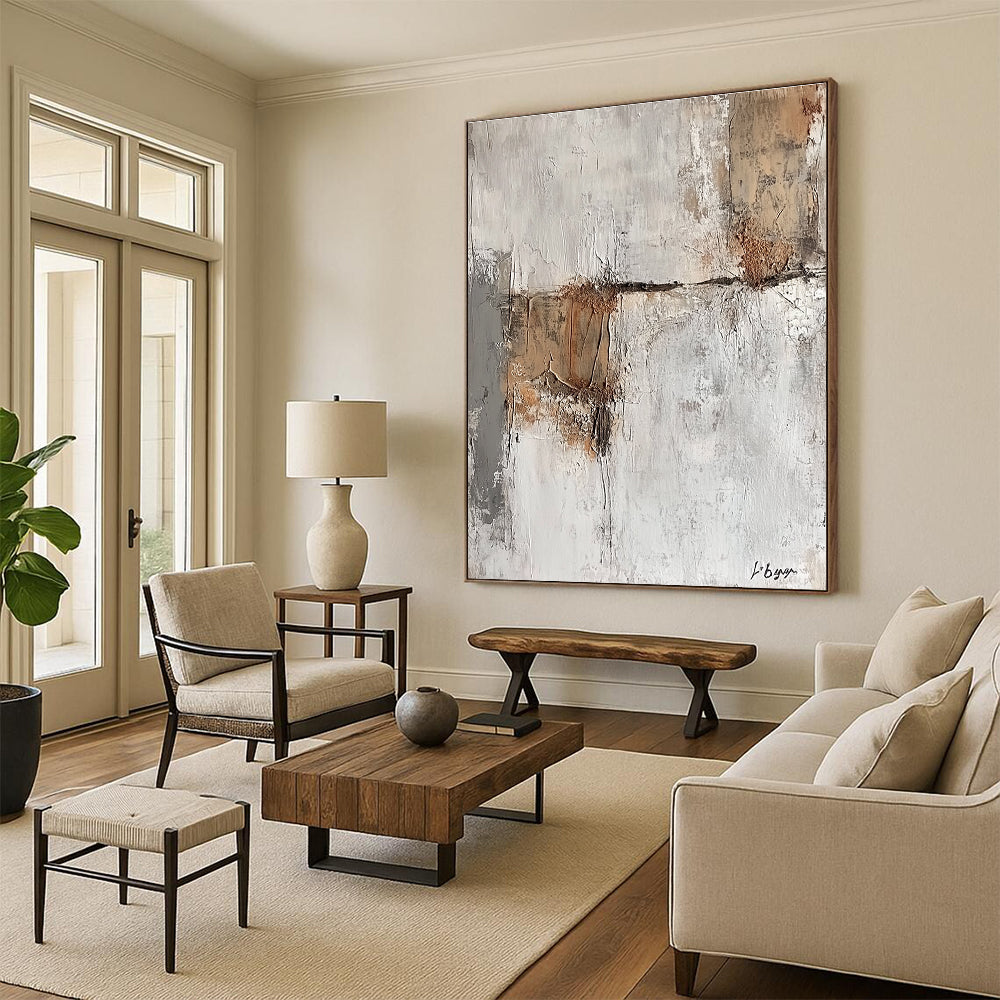 Textured Gray Abstract Painting for Industrial - Styled Lofts GAB1069