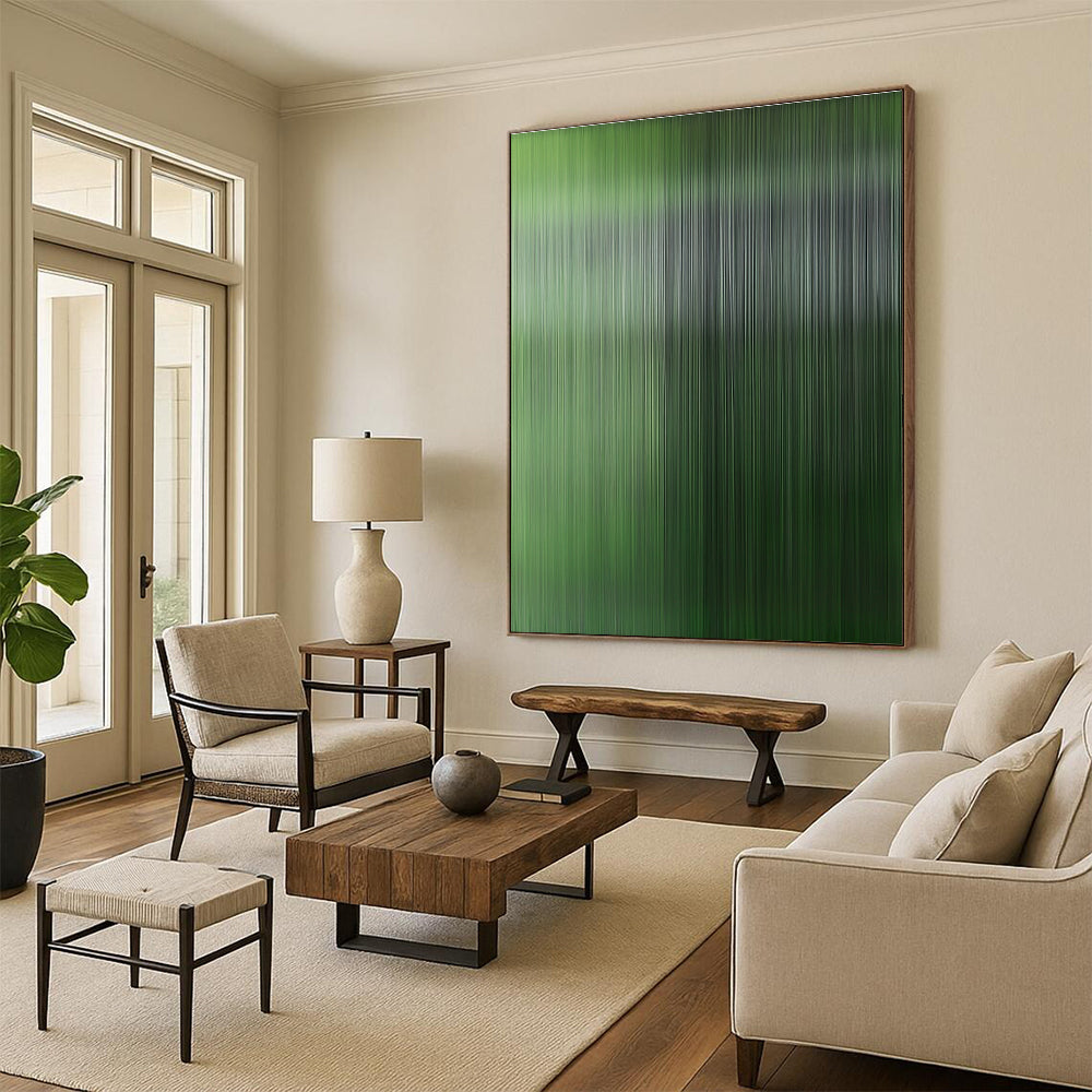 Green - Striped Abstract Painting with Vertical Motion WINK870