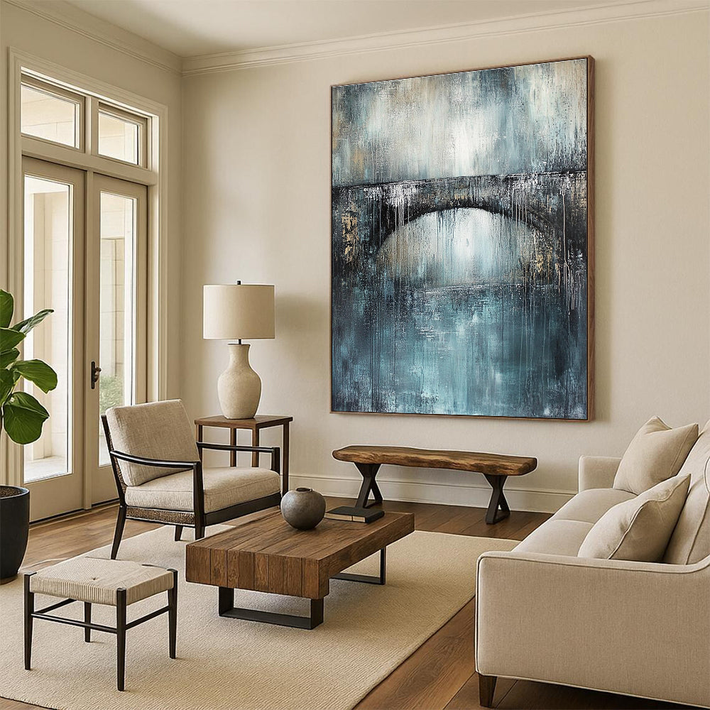 Bridge in Blue Abstract Painting for Ethereal Dining Rooms GAB0786