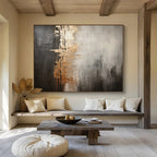 Gray and Gold Abstract Fusion Painting for Sophisticated Office Boardrooms YHT319
