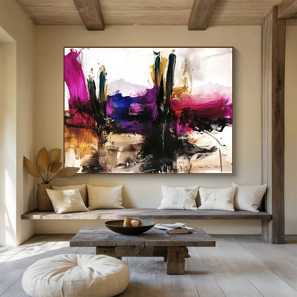Vibrant Desert Cactus Abstract Painting ABS207