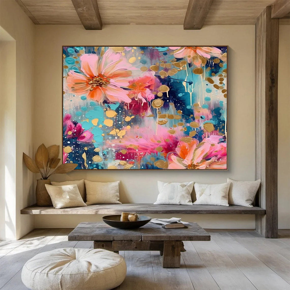 Floral Color Burst Abstract Painting for Luxury Spa Resorts YHT289