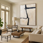 Minimalist Black and White Abstract Painting for Modern Home Offices HENG452