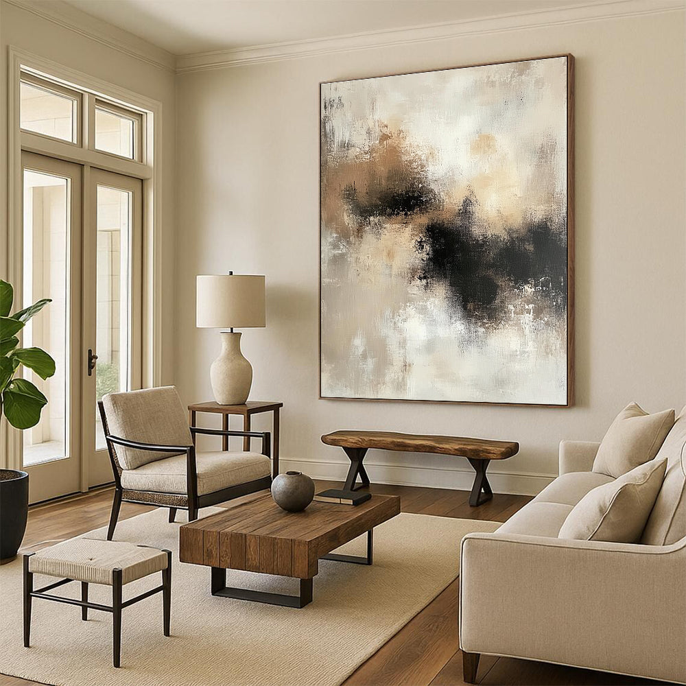 Beige - Black Abstract Painting with Quiet Intensity WINK534