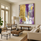 Purple - and - Gold Abstract Painting with Regal Flair WINK327
