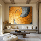 Golden Spiral Abstract Painting for Opulent Entrances YHT176