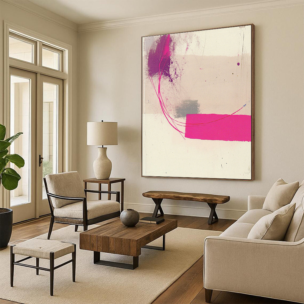 Pink and Purple Strokes Expressive Abstract Painting GAB0340
