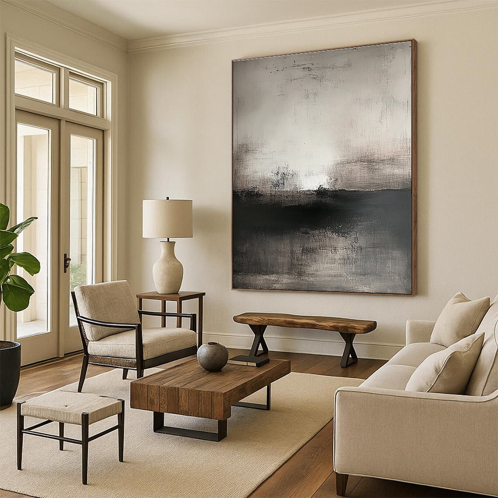Gray Abstract Horizon - Subtle Landscape Abstract Art GAB0518