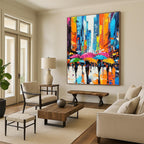 Colorful Umbrella City Abstract Painting for Urban - Chic Cafes GAB1288