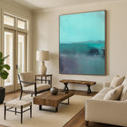 Turquoise Landscape Abstract Painting for Modern - Styled Living Rooms GAB1062