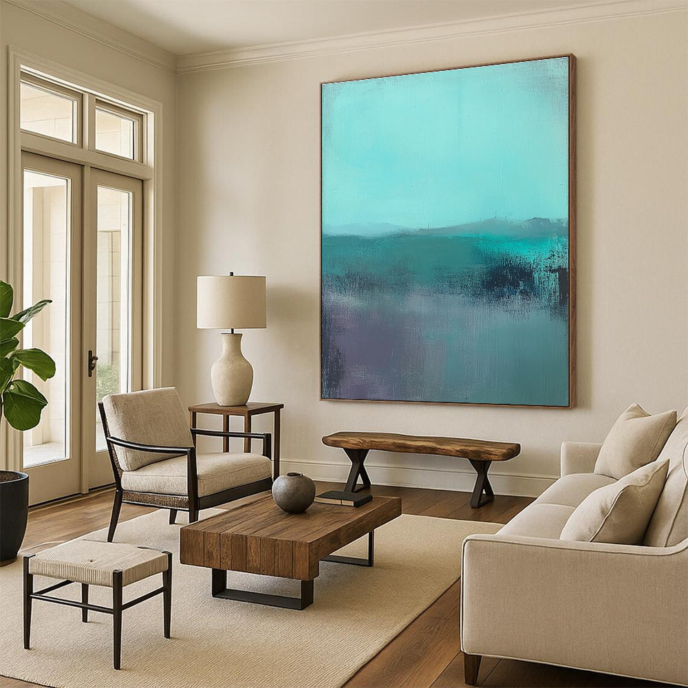 Turquoise Landscape Abstract Painting for Modern - Styled Living Rooms GAB1062