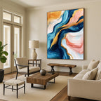 Blue Gold Pink Abstract Painting with Fluid Grace WINK464