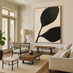 Large Black Leaves Abstract Painting of Bold Nature GAB0215