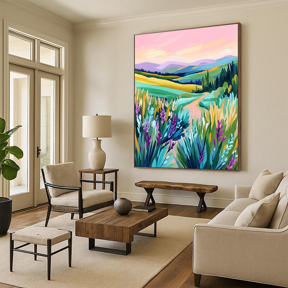 Colorful Rolling Hills Landscape - Modern Impressionist Art GAB0386