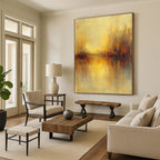 Golden River Landscape Abstract Painting for Rustic - Style Wine Cellars GAB1279