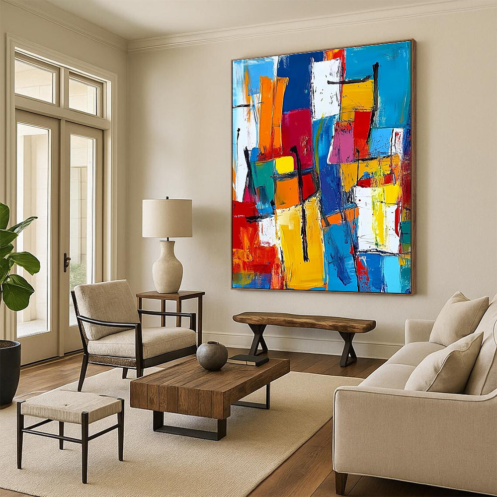 Colorful Geometric Abstract Painting with Vibrant Harmony WINK512