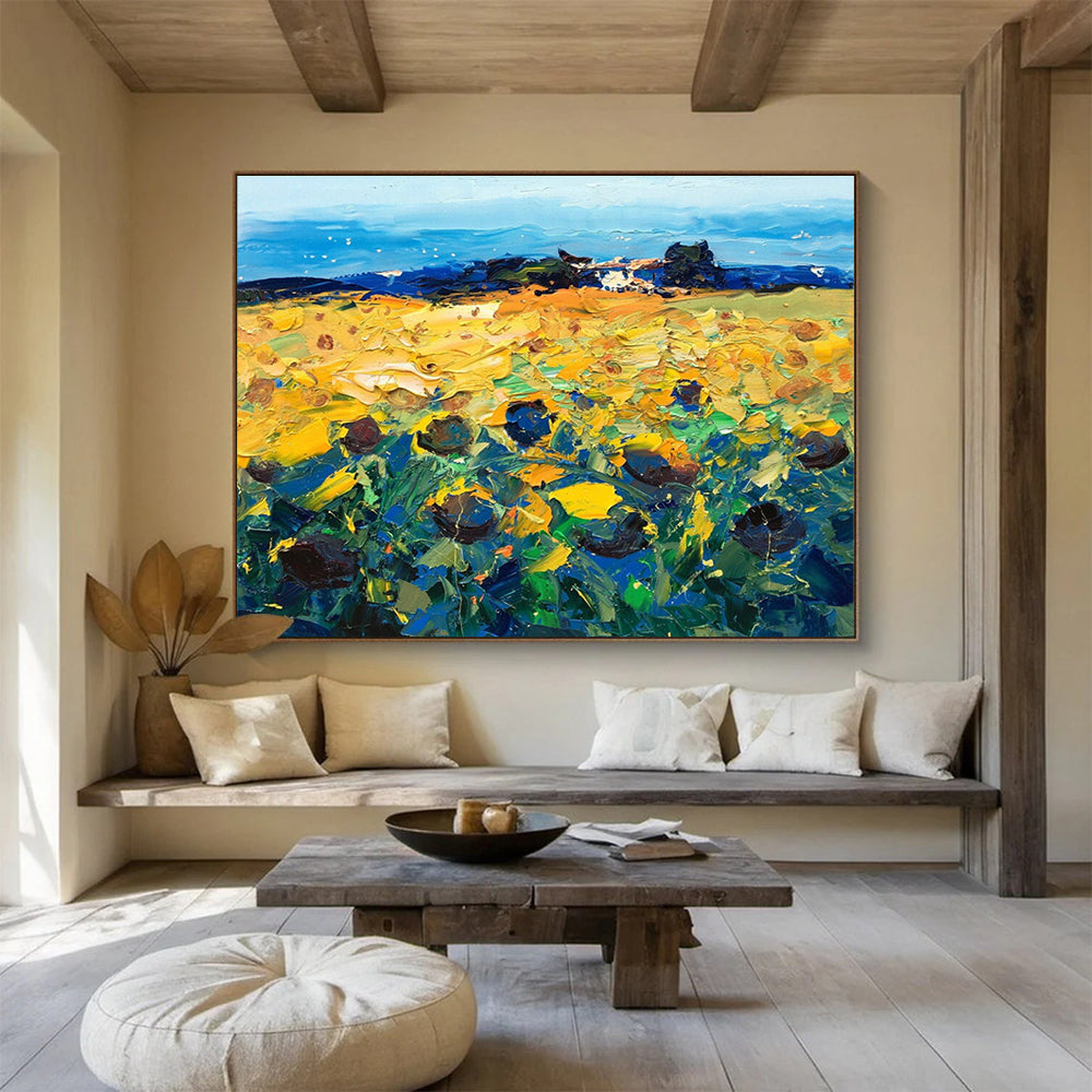 Sunflower Field Abstract Painting for Countryside - Themed Cafes YHT485