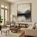 Monochrome Lake Silhouette - Minimalist Landscape Abstract Art GAB0522