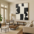 Black and White Geometric Abstract Painting for Modern Minimalist Interiors GAB0790