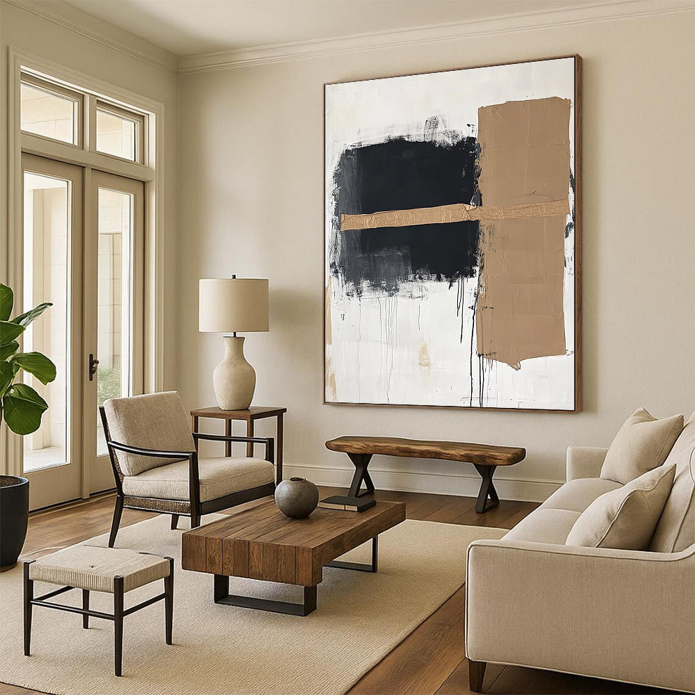 Mixed - Media Abstract Painting with Textural Contrast WINK821