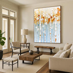 Floral Birch Tree Abstract Painting for Feminine Boudoirs GAB0754