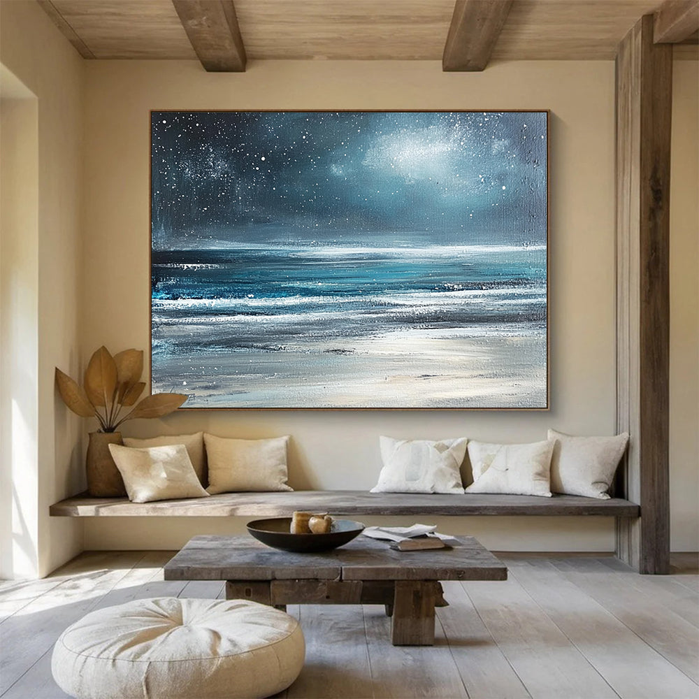 Starry Night Over the Sea Painting with Mysterious Celestial Charm ABS570