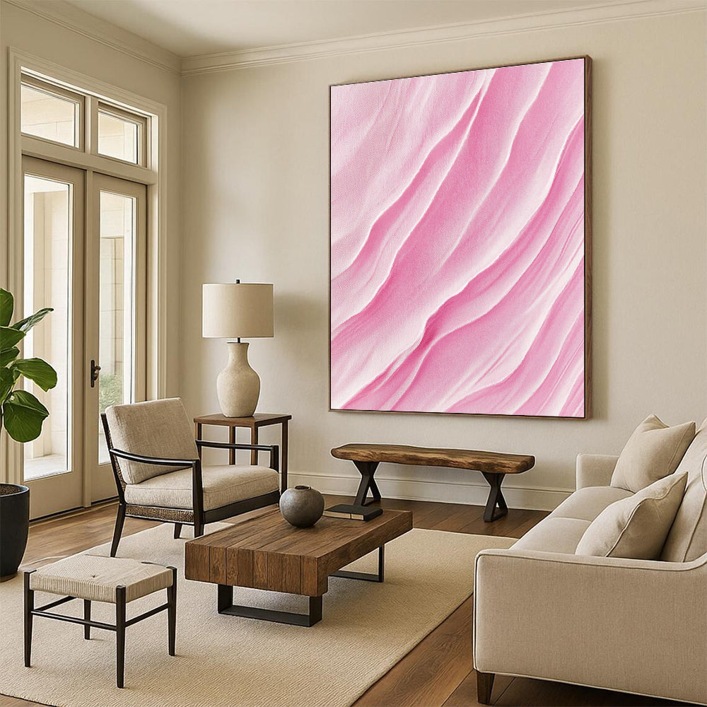 Pink Wavy Texture Abstract Painting for Feminine Spaces GAB1456