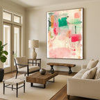 Green and Pink Abstract Fusion Abstract Painting with Fresh Vitality WINK201
