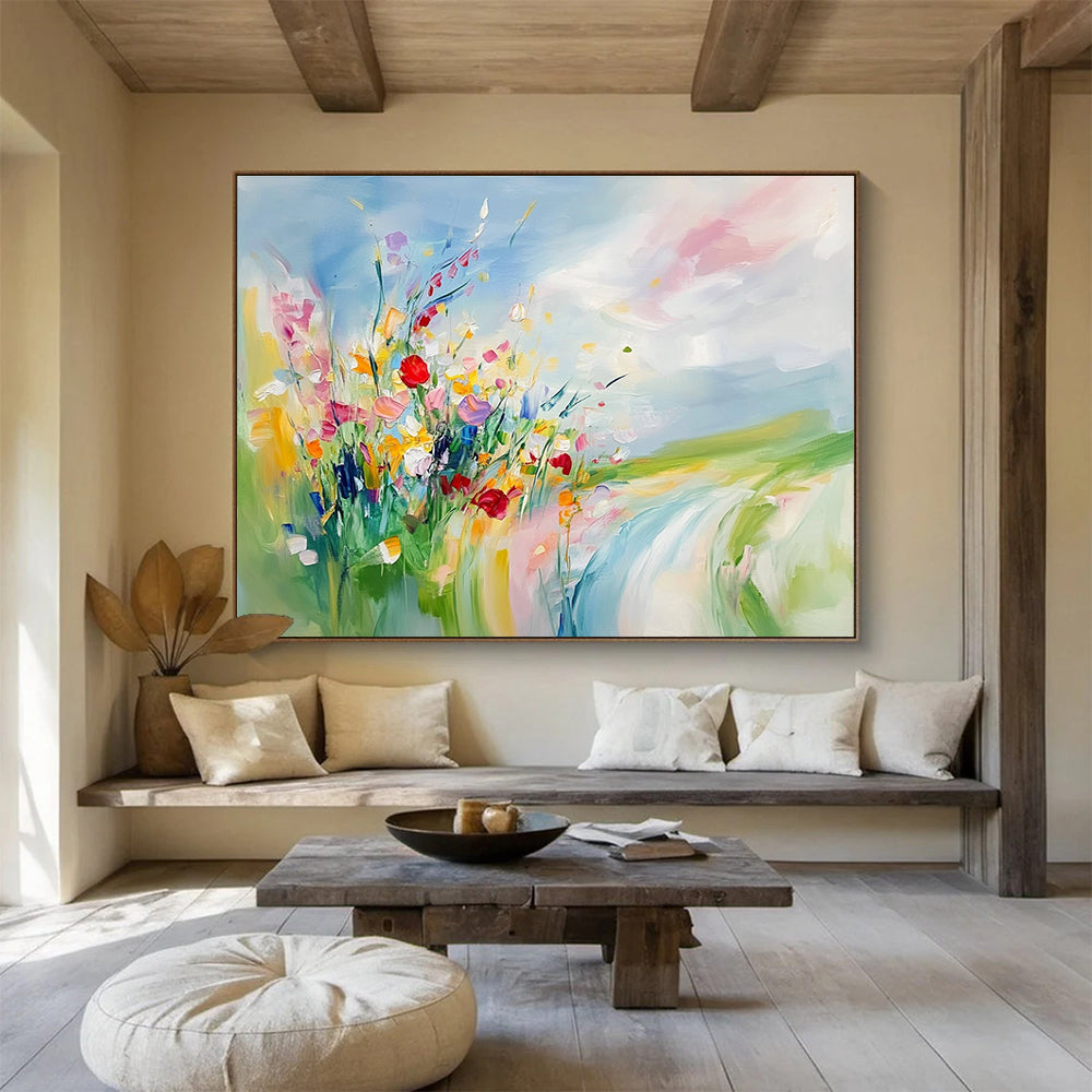 Colorful Floral Landscape Abstract Painting with Vivid Brushstrokes ABS244