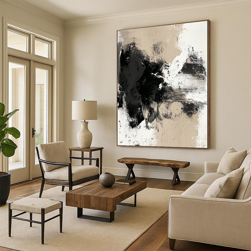 Beige - Toned Abstract Expression Painting with Subtle Drama WINK352