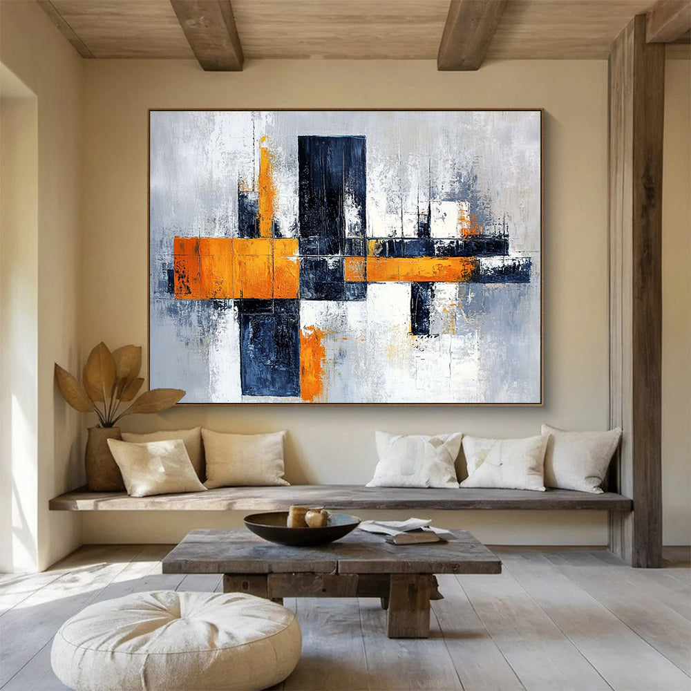 Orange - Gray Abstract Painting with a Modern Industrial Vibe ABS259