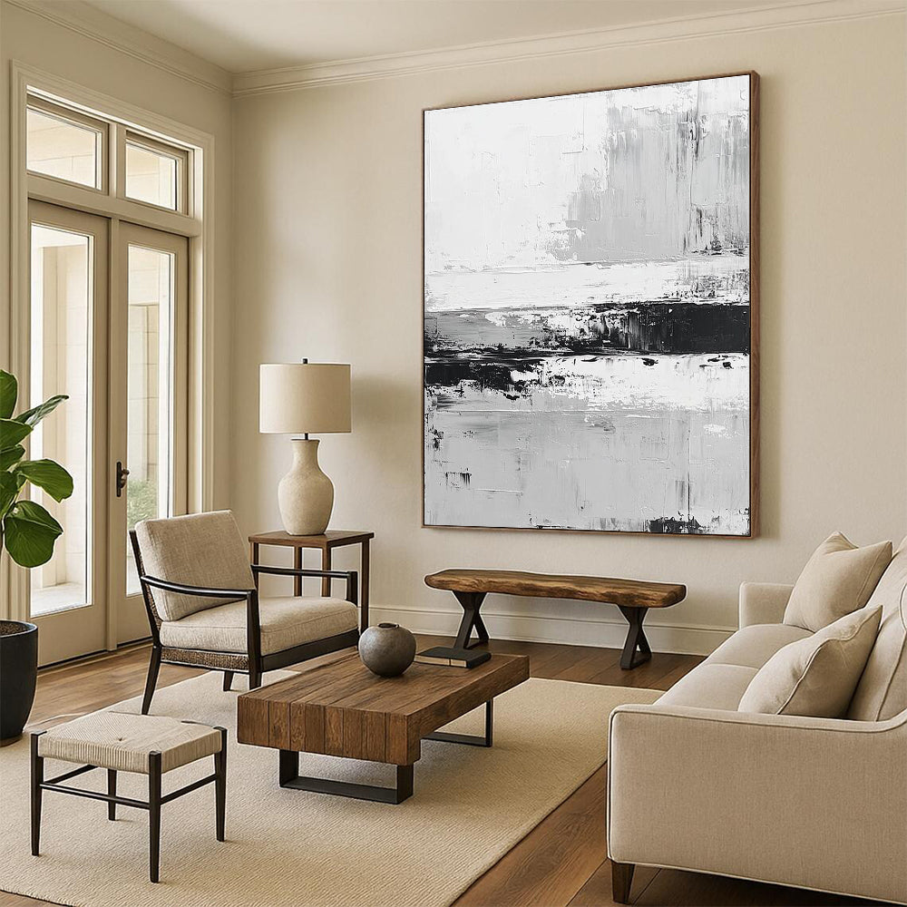 Monochrome Abstract Stripes Painting with Subtle Drama WINK361