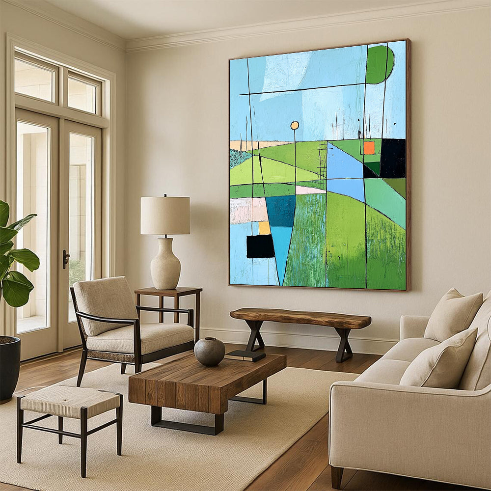 Geometric Landscape Abstraction Abstract Painting with Playful Proportions WINK232