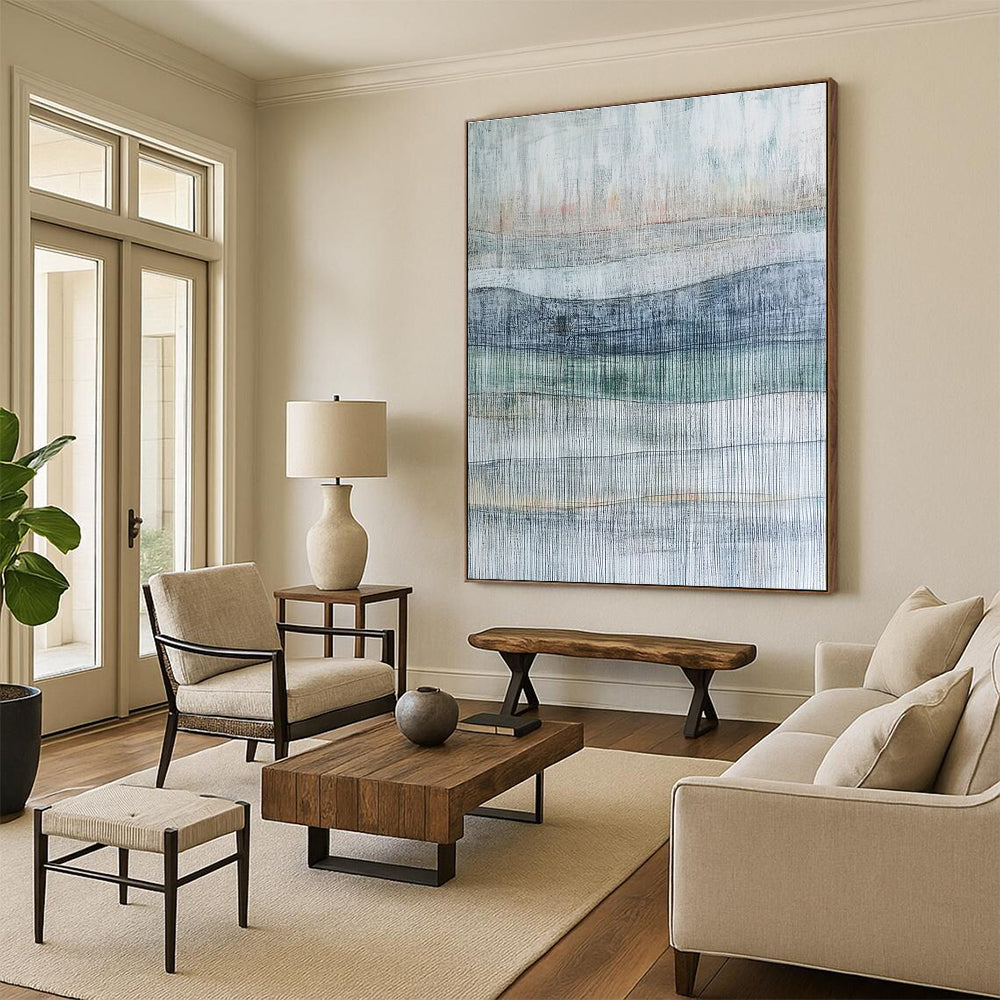 Layered Line Abstract Painting for Minimalist Office Waiting Areas GAB1171