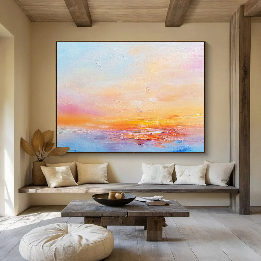 Pastel Sunset Abstract Painting with Dreamy Warmth ABS440