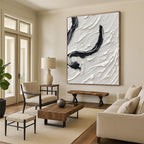 Black - White Textured Swirl Abstract Painting for Modern Living Spaces HENG400
